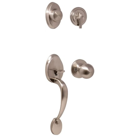 Weslock Hillcrest Dummy Handleset with Hudson Trim Satin Nickel 02815-NGN0020